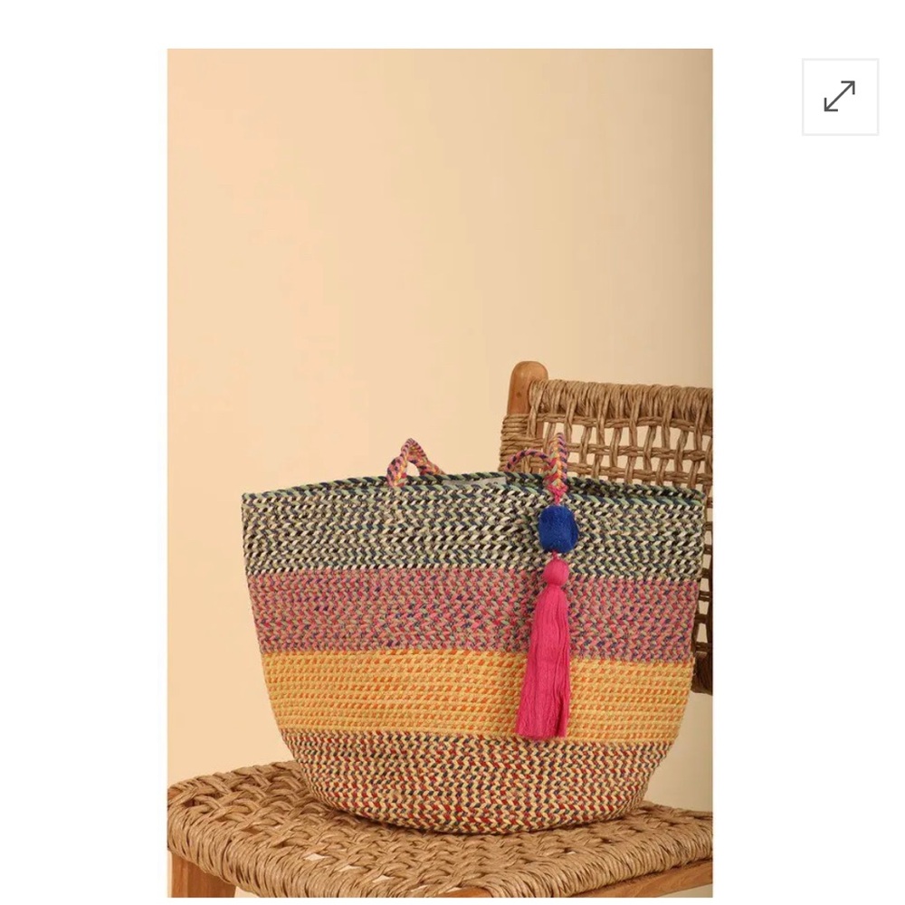 Hale Bob Colorful Bohemian Tote Bag with Tassels